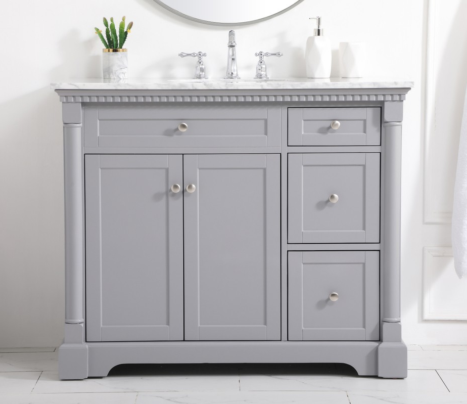 42 inch Single Bathroom Vanity in Grey with Two Finish Options