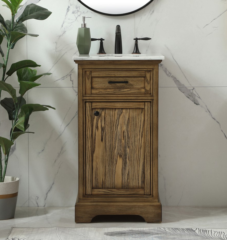 19 inch Modern Fitting Single Bathroom Vanity in Driftwood