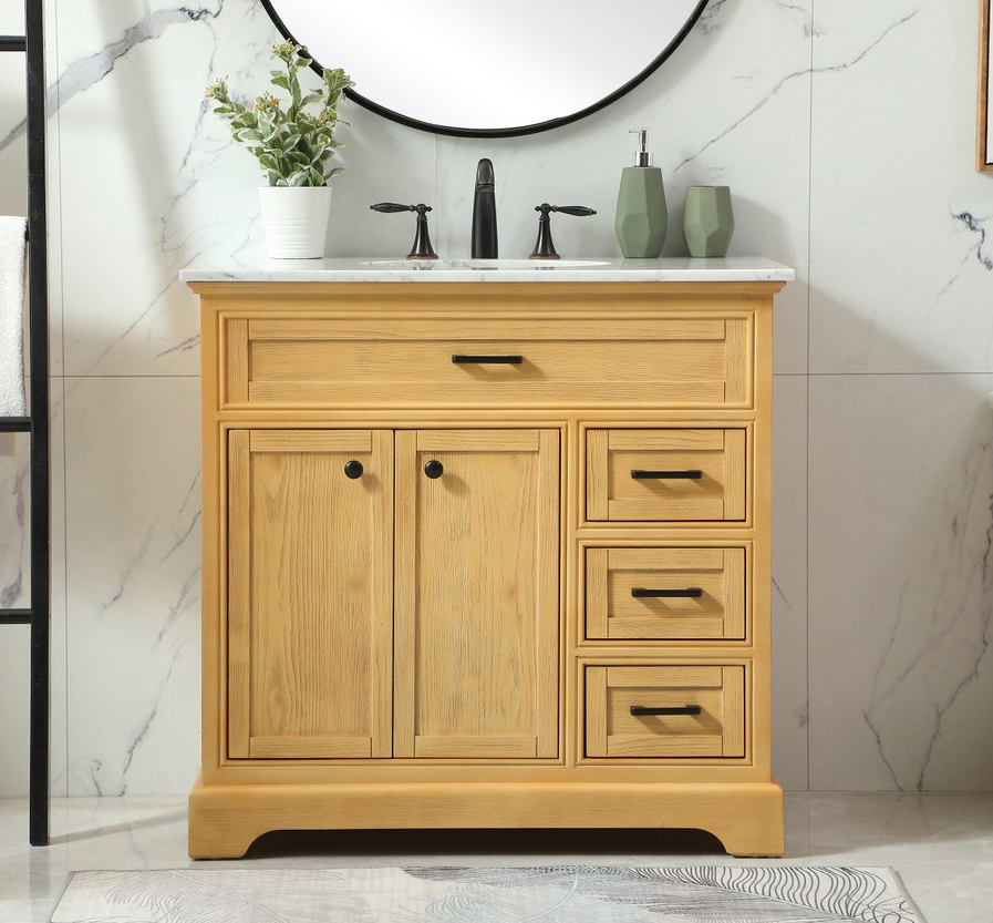 36 inch Modern Fitting Single Bathroom Vanity in Natural Wood