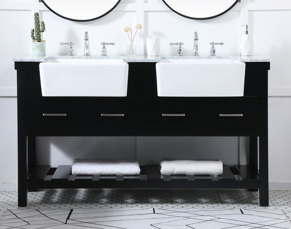 60 inch Double Bathroom Vanity in Black