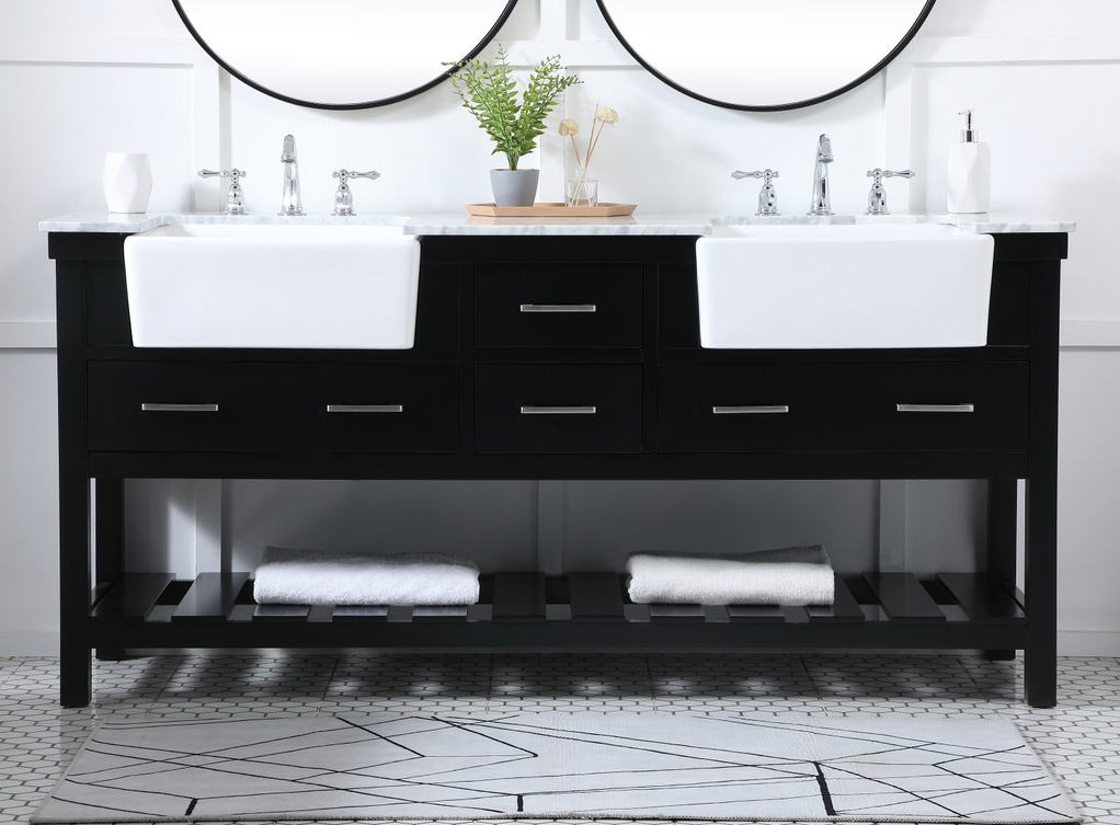 72 inch Double Bathroom Vanity in Black