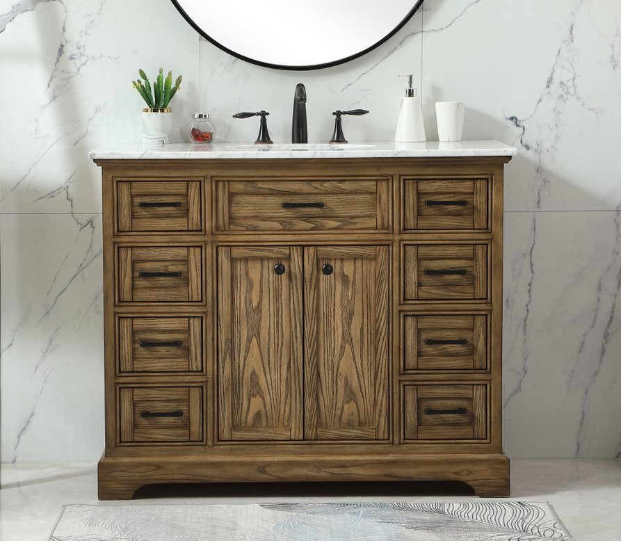 42 inch Modern Fitting Single Bathroom Vanity in Driftwood