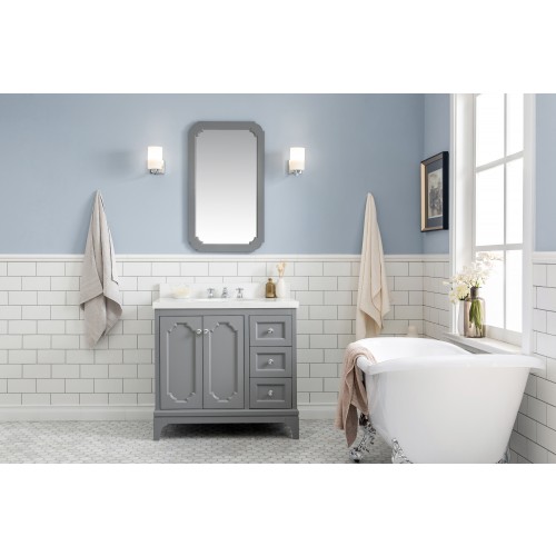 36" Wide Cashmere Grey Single Sink Quartz Carrara Bathroom Vanity