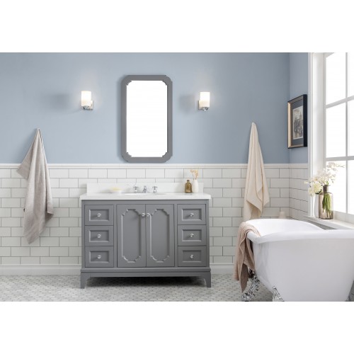 48" Wide Cashmere Grey Single Sink Quartz Carrara Bathroom Vanity