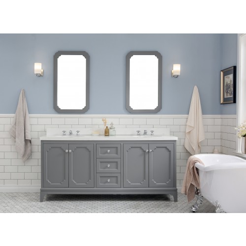 72" Wide Cashmere Grey Double Sink Quartz Carrara Bathroom Vanity