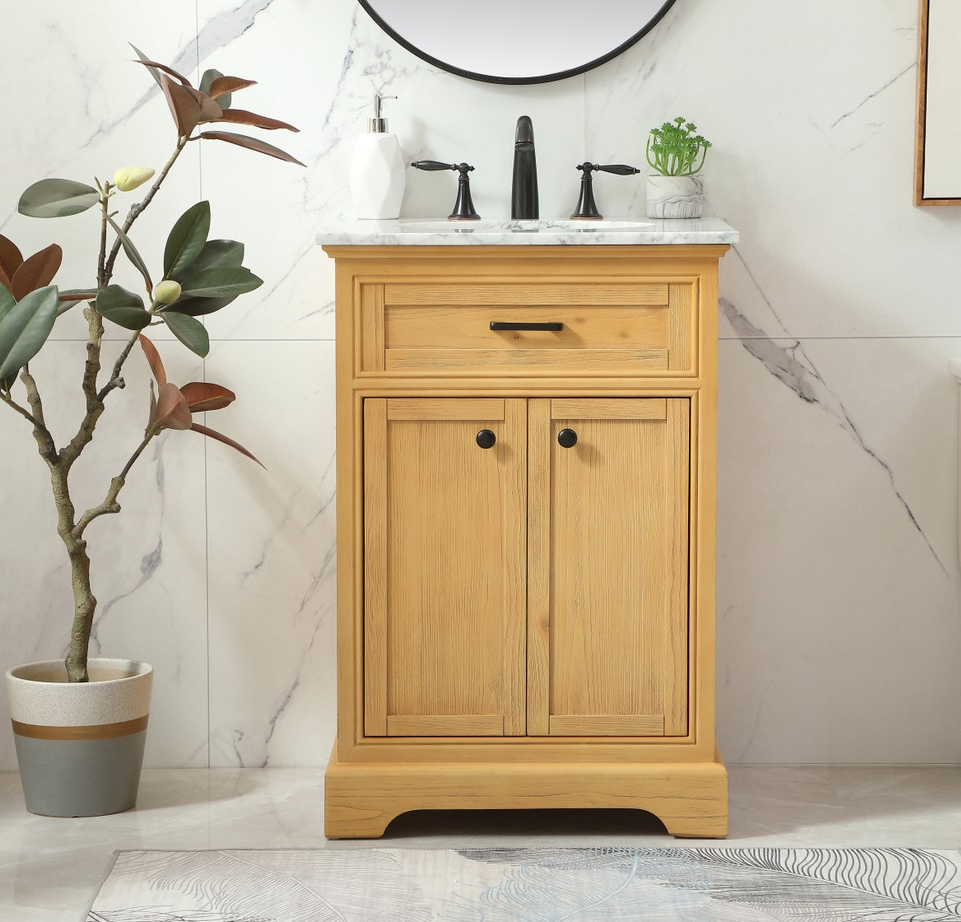 24 inch Modern Fitting Single Bathroom Vanity in Natural Wood