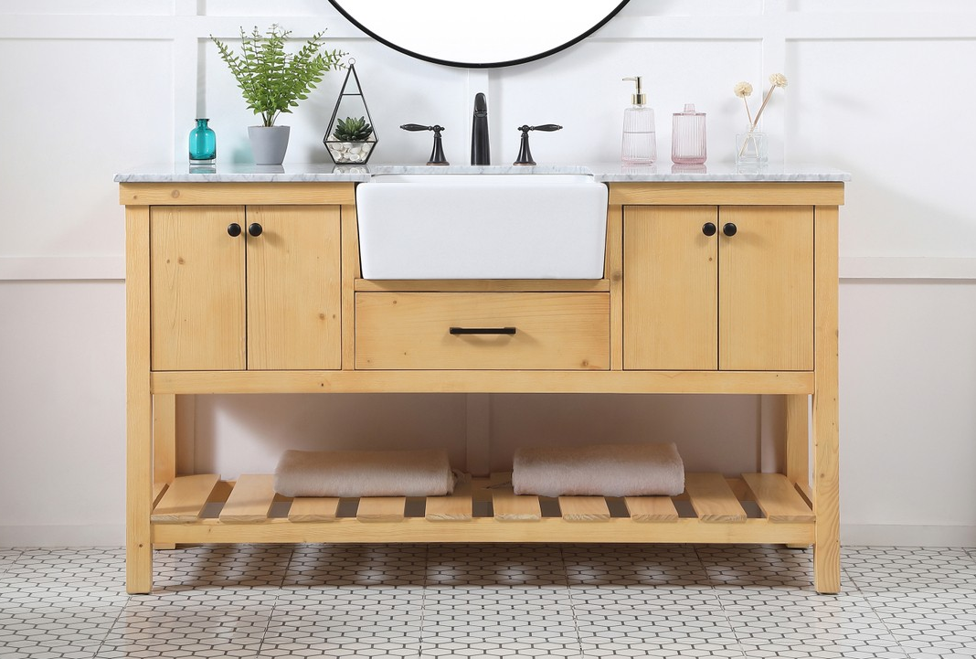 60 inch Single bathroom vanity in natural wood