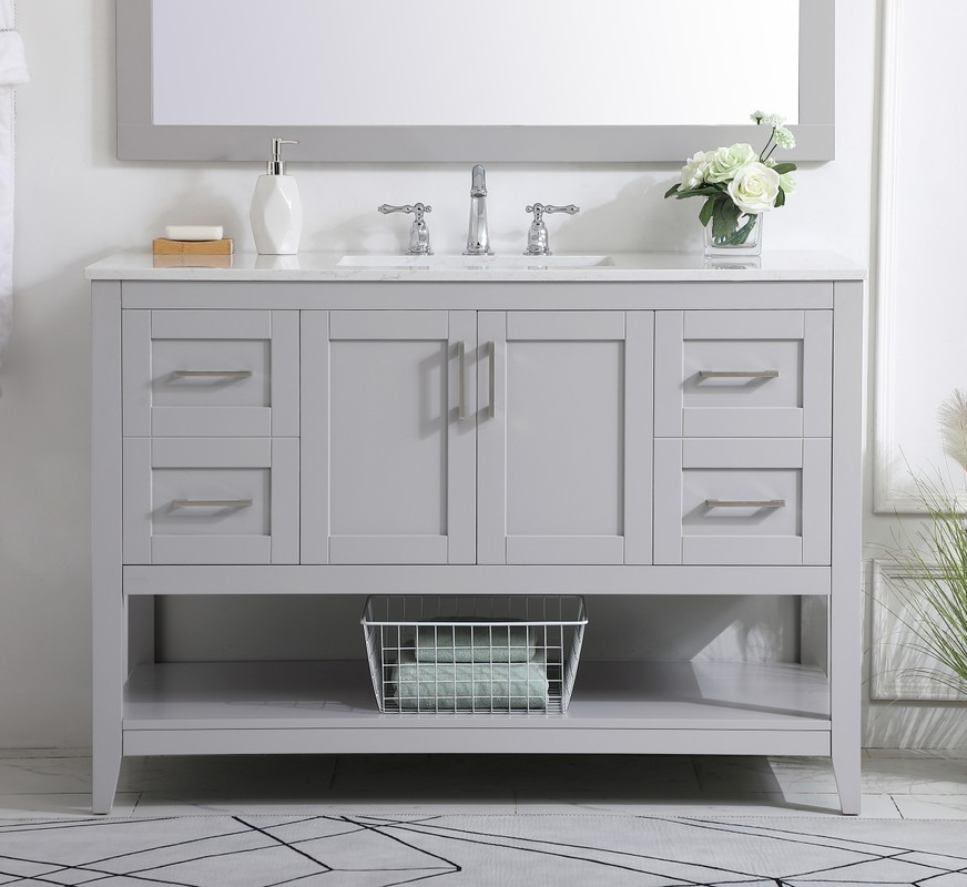 48 inch Modern Fitting Single Bathroom Vanity with Three Finishes Options and Backsplash Option