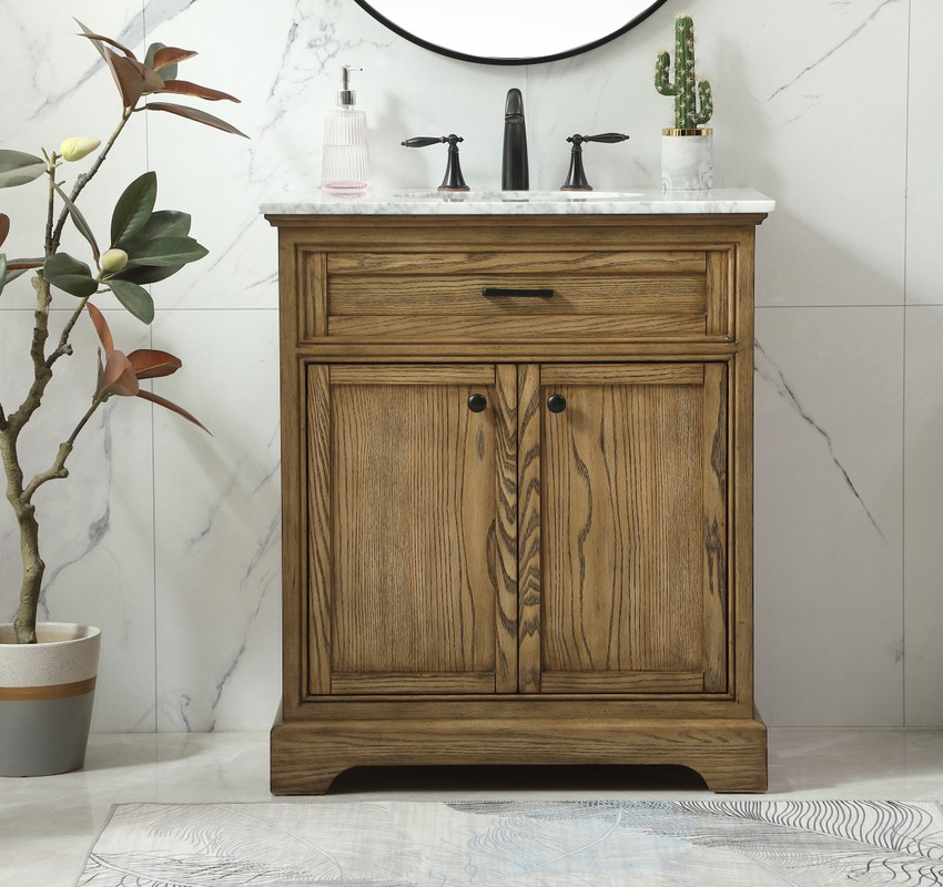 30 inch Modern Fitting Single Bathroom Vanity in Driftwood