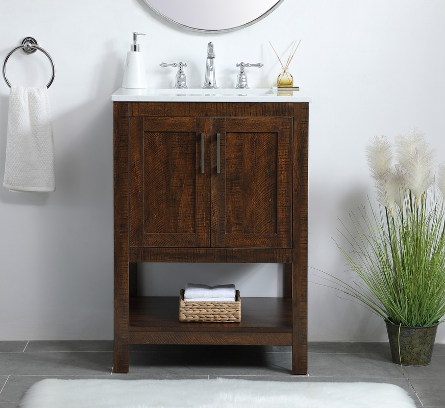 24 inch Modern Fitting Single Bathroom Vanity in Espresso