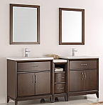 72" Antique Coffee Double Sink Traditional Bathroom Vanity in Faucet Option