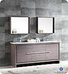 72" Modern Double Sink Bathroom Vanity Gray Oak Finish