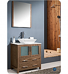 30" Walnut Brown Modern Bathroom Vanity with Vessel Sink
