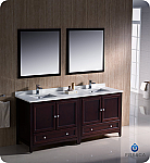 72" Mahogany Traditional Double Sink Bathroom Vanity with Top, Sink, Faucet and Linen Cabinet Option