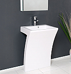 23" White Pedestal Sink Modern Bathroom Vanity with Medicine Cabinet, Faucet and Linen Cabinet Option