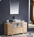 54" Modern Bathroom Vanity Vessel Sink with Color, Faucet and Linen Side Cabinet Option