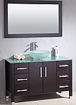 48" Solid Wood Glass Vessel Sink Set with a Polished Chrome in Espresso Finish