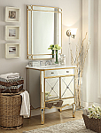 30 inch Adelina Mirrored Gold Bathroom Vanity Marble Top and Mirror Option 