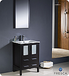 24" Espresso Modern Bathroom Vanity with Faucet and Linen Side Cabinet Option