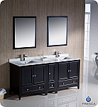 72" Espresso Traditional Double Bathroom Vanity with Top, Sink, Faucet and Linen Cabinet Option