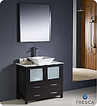 36" Espresso Modern Bathroom Vanity Vessel Single Sink with Faucet and Linen Side Cabinet Option