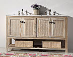 Dora Soo Collection 60" Solid Wood Sink Vanity With Marble Top White Wash Finish 