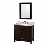 Trasitional 36" Single Bathroom Vanity in Espresso with Countertop, Undermount Sink, and Mirror Options