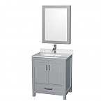 Sheffield 30" Single Bathroom Vanity in Gray with Countertop, Undermount Sink, and Mirror Options