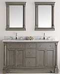 61" Silver Grey Double Traditional Bathroom Vanity in Faucet Option