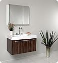 36" Walnut Modern Bathroom Vanity with Faucet, Medicine Cabinet and Linen Side Cabinet Option