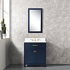 30" Monarch Blue Single Sink Bathroom Vanity Carrara Marble Countertop