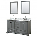 60 inch Double Sink Transitional Grey Finish Bathroom Vanity Set