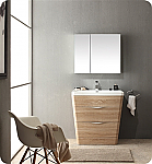 32 inch Modern Bathroom Vanity White Oak Finish  
