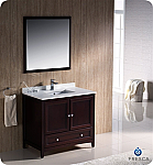 36" Mahogany Traditional Bathroom Vanity with Top, Sink, Faucet and Linen Cabinet Option