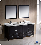72" Espresso Traditional Double Sink Bathroom Vanity with Top, Sink, Faucet and Linen Cabinet Option