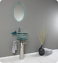 24" Modern Glass Bathroom Vanity with Faucet and Cabinet Option