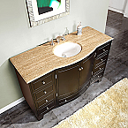 Accord Contemporary 55 inch Single Sink Bathroom Vanity Travertine Top
