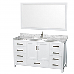 Sheffield 60" Single Bathroom Vanity in White with Countertop, Undermount Sink, and Mirror Options