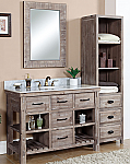 48 inch Rustic Bathroom Vanity Carrera with Top and Mirror Options 