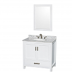 Sheffield 36" Single Bathroom Vanity in White with Countertop, Undermount Sink, and Mirror Options