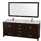 Sheffield 80" Double Bathroom Vanity in Espresso with Countertop, Undermount Sinks, and Mirror Options