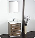 24" Gray Oak Modern Bathroom Vanity with Faucet, Medicine Cabinet and Linen Side Cabinet Options