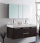 54" Gray Oak Modern Double Sink Bathroom Vanity with Faucet, Medicine Cabinet and Linen Side Cabinet Option