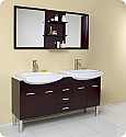 59" Espresso Modern Double Sink Bathroom Vanity with Mirror