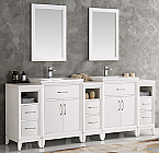 84" White Double Sink Traditional Bathroom Vanity in Faucet Option