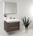 32" Gray Oak Modern Bathroom Vanity with Faucet, Medicine Cabinet and Linen Side Cabinet Option