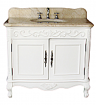 39 inch Adelina Antique Bathroom Vanity White Finish Beige Marble Top