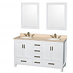 Sheffield 60" Double Bathroom Vanity in White with Countertop, Undermount Sinks, and Mirror Options