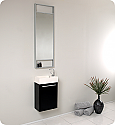 16" Small Black Modern Bathroom Vanity with Faucet, Medicine Cabinet and Linen Side Cabinet Option