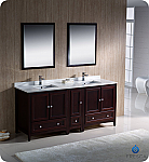 72" Mahogany Traditional Double Bathroom Vanity with Top, Sink, Faucet and Linen Cabinet Option